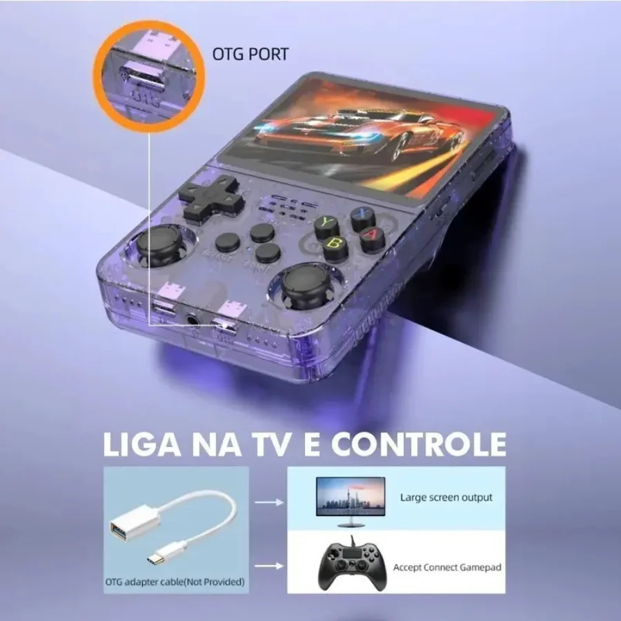Console Portátil Retrô R36S — Tela IPS 3,5" — 64GB — Frete Grátis
